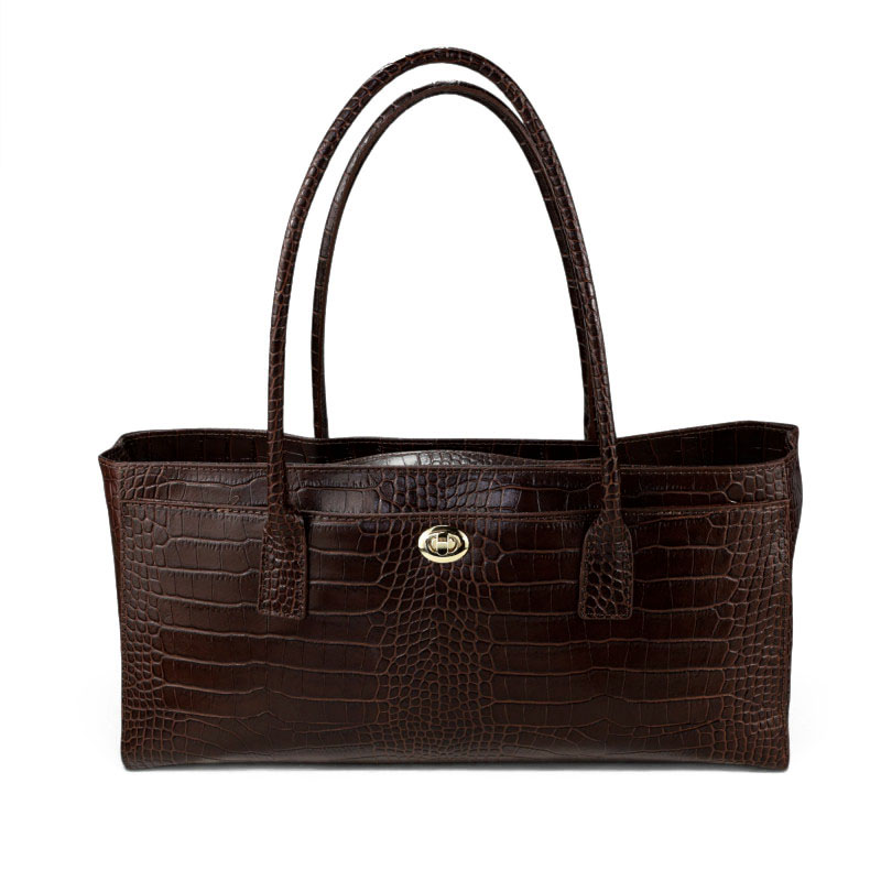 Borsa a Spalla in Vera Pelle Stampa Coccodrillo Made in Italy