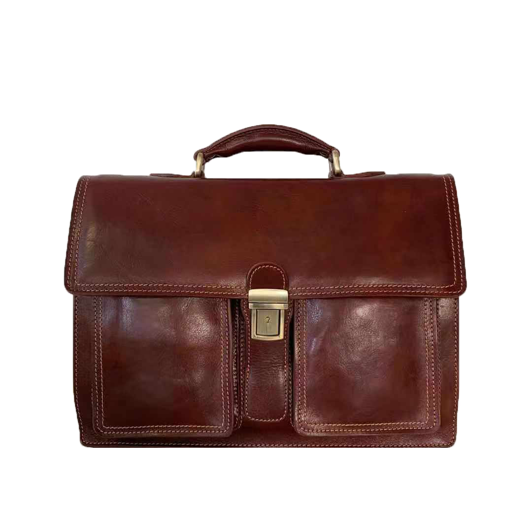 Business Bag with Front Pockets -Made in Italy- Business Bag with Front Pockets -Made in Italy-