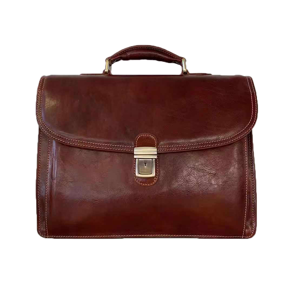 Buffered Leather Business Bag -Made in Italy- Buffered Leather Business Bag -Made in Italy-