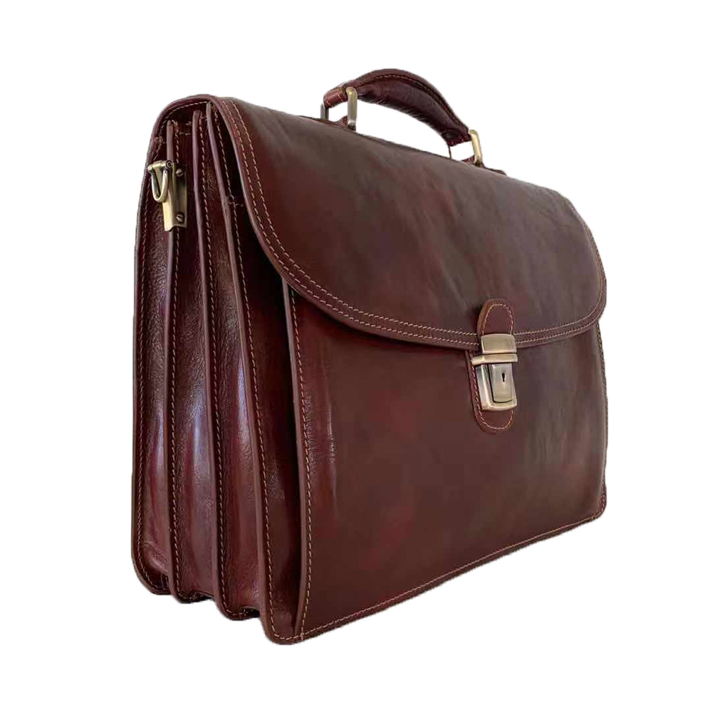 Buffered Leather Business Bag -Made in Italy- Buffered Leather Business Bag -Made in Italy-